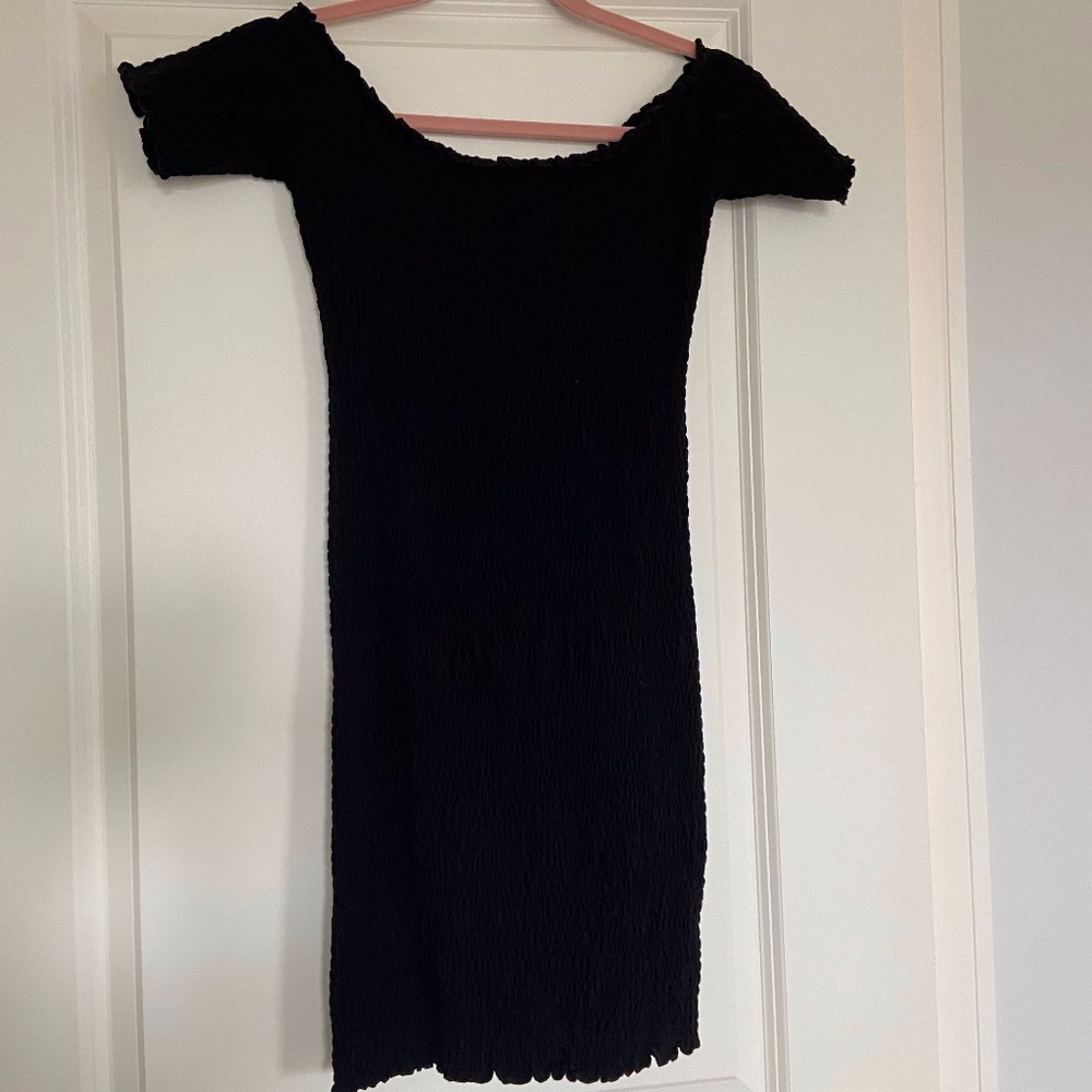 Fifth & Mode Smocked Black Mini Dress